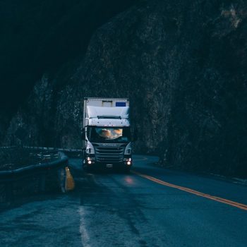 truck, transportation, road, dark, night, blue road, blue dark, blue truck, truck, truck, truck, truck, truck
